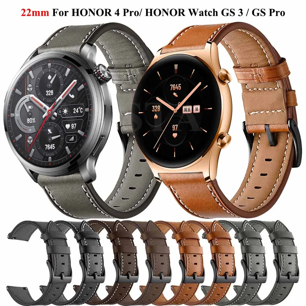 Hot 22mm Leather MagicWatch Wristband Strap For HONOR Watch 4 Pro GS 3/GS Pro HONOR Magic Watch 2 46mm Watchband Bracelet Correa