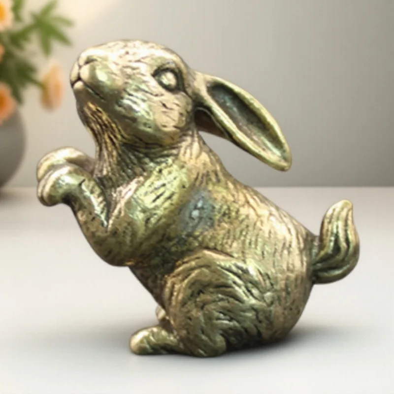 

Animal Table Zodiac Rabbit Ornament Mini Brass Bunny Vintage Ornaments and Statues