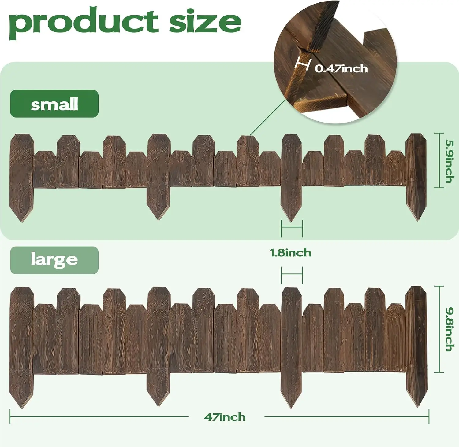 Natural Wood Garden Border Edging Flat Fence Panels Decorative Landscape Stakes Lawn Pathway Flower Beds Outdoor