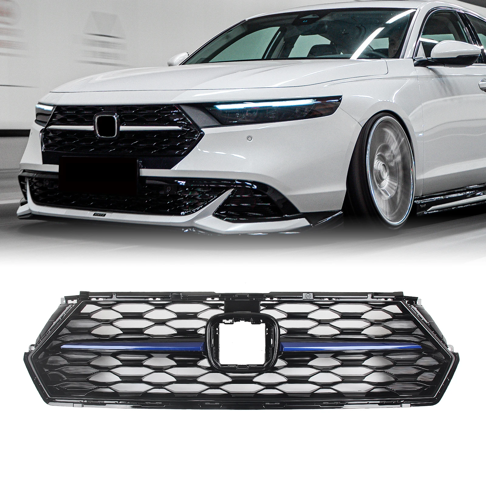 

YOFER Front Grille Racing Grill For HONDA ACCORD 11th 11 GEN 2022-2025 US Versions Honeycomb Style Upper Bumper Hood Mesh Grid