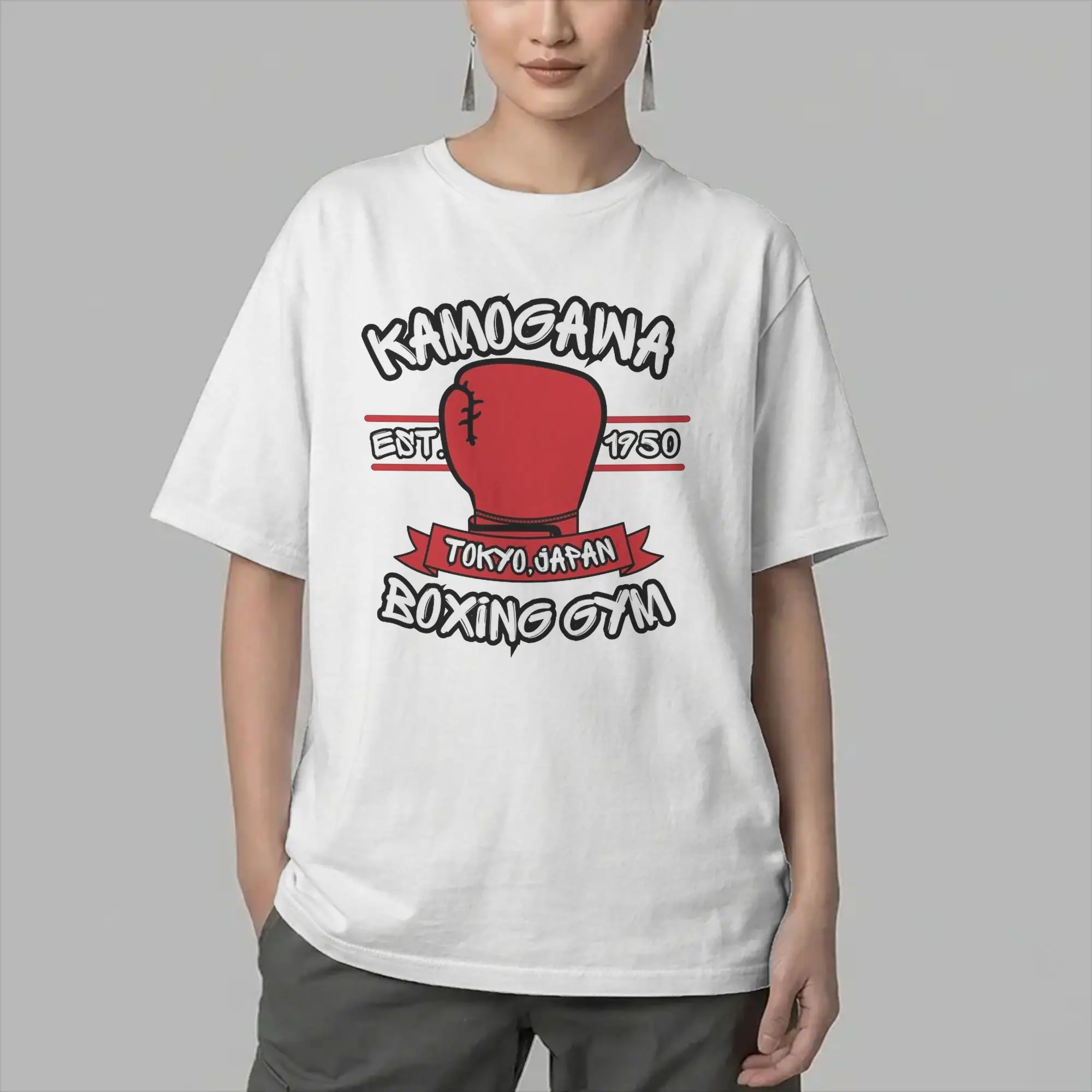 Hajime No Ippo Anime Kamogawa Boxing Gym T Shirt Men's  Pure Cotton T-Shirt Round Collar  Tee Shirt Short Sleeve Clothing Summer