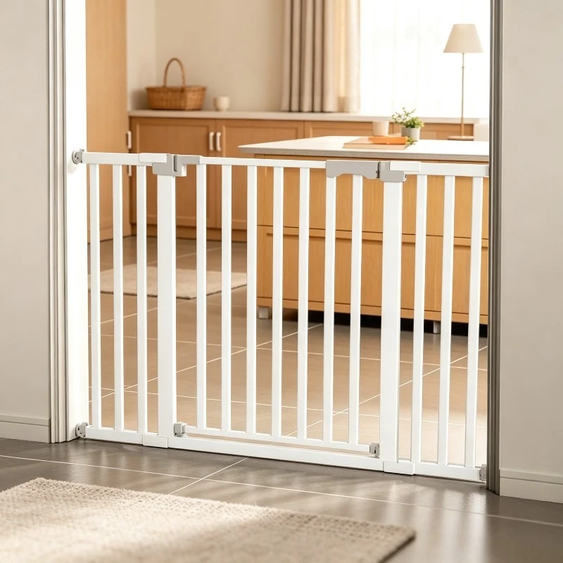No-drill Safety Gate for Stairs, Child Guard Barrier with U-shaped Reinforcement, Indoor Pet Fence for Doorway Kitchen.