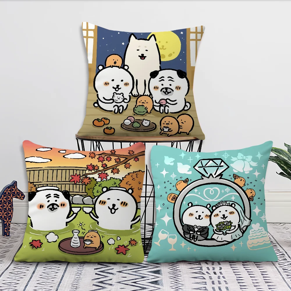 Cartoon Kawaii J-Jokes Bear Sofa Living Room Bedroom Headboard Backrest Cushion Square Cushion Nap Time Pillow Case