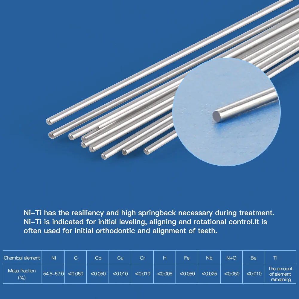 5 Packs=50pcs AZDENT Dental Orthodontic Arch Wires Super Elastic Niti Alloy Round Shape Ovoid Form Dentistry Tool