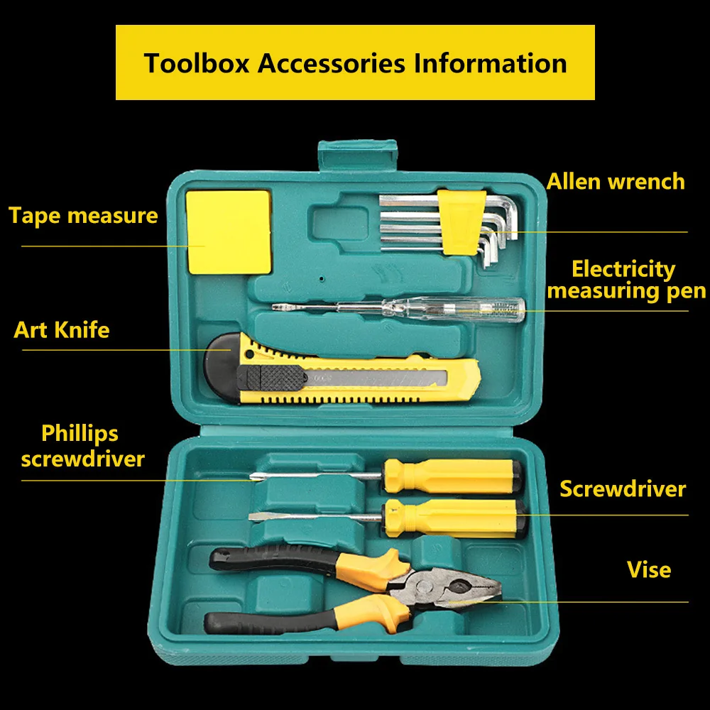صندوق أدوات يدوي معدني احترافي ، مجموعة أدوات كاملة ، صندوق أدوات عمل منزلية عامة ، صيانة الإصلاحات ، نجارة
