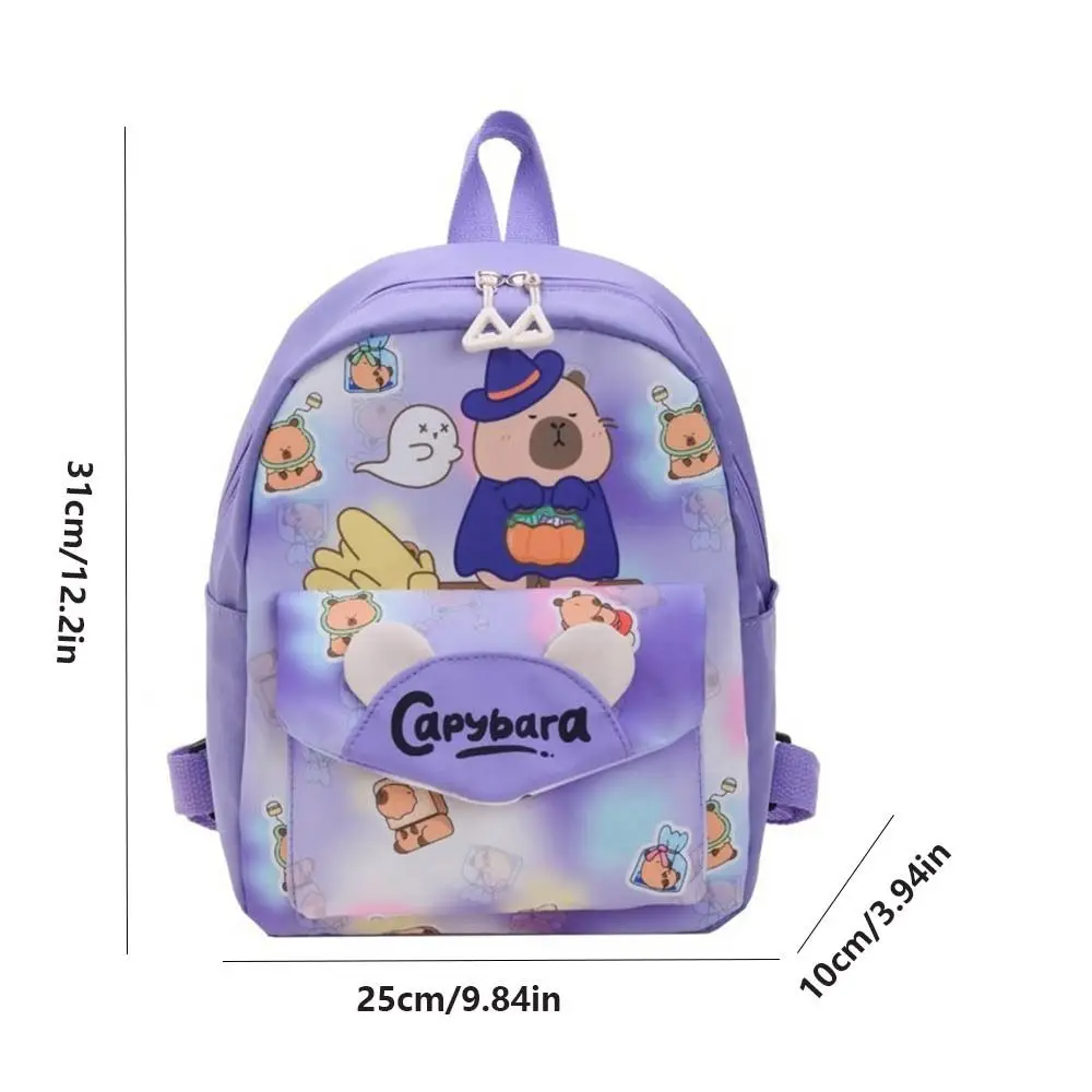 Zaino capibara carino di grande capacità Cinghie larghe in nylon Zaino per animali dei cartoni animati Borsa per libri ultraleggera per bambini Regali