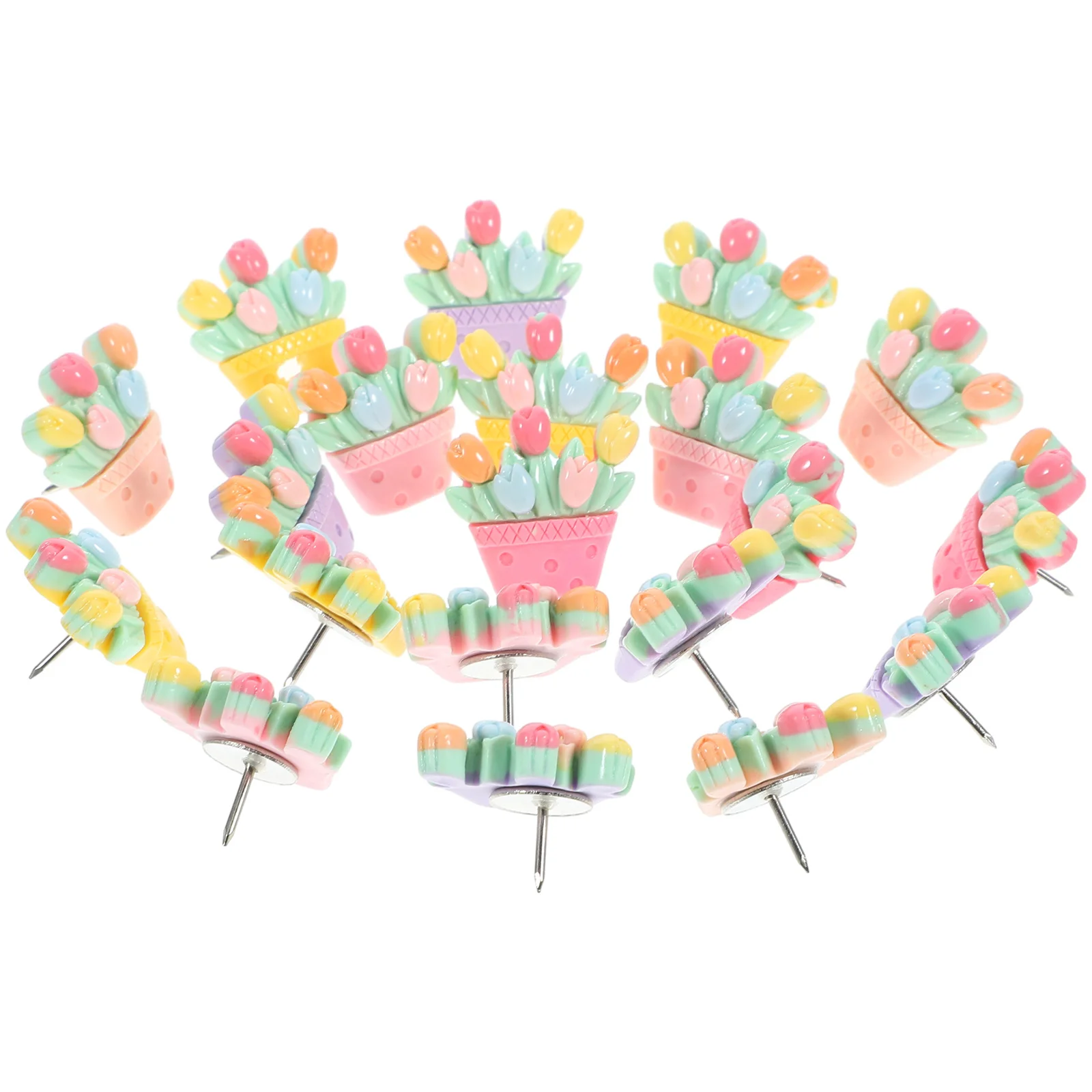 

20pcs Resin Pushpins Multi-Function Thumb Tacks Delicate Convenient Map Accessories Cork Board Home Office Supplies Flower