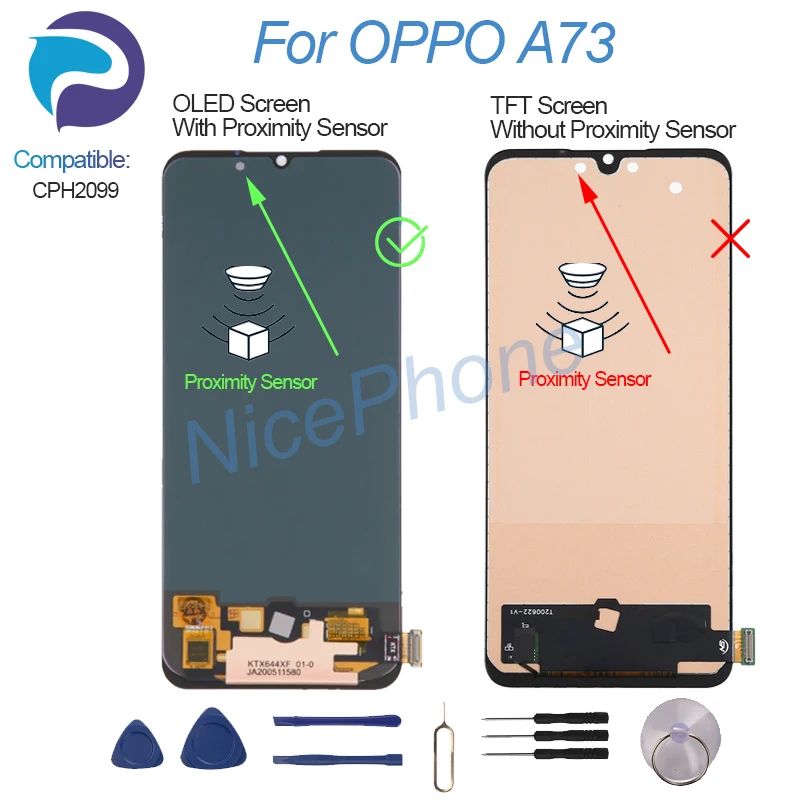 Para oppo a73 display lcd tela de toque digitador assembléia