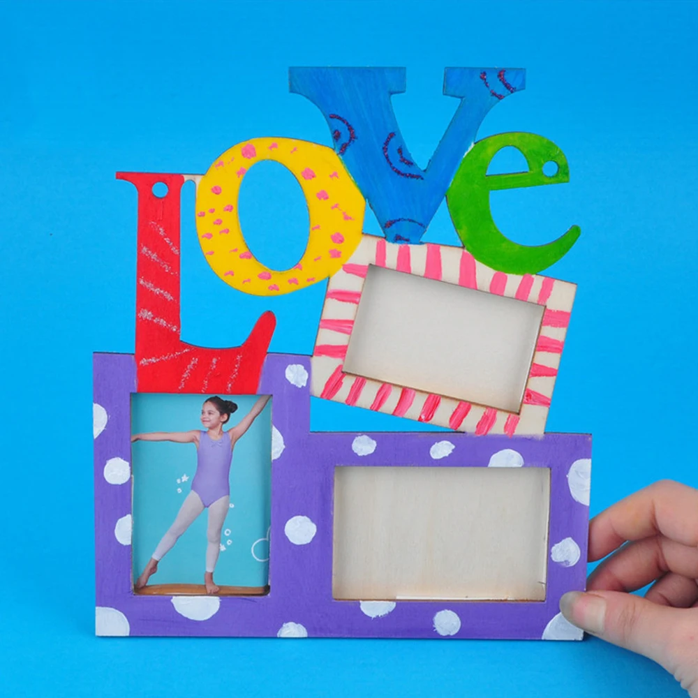 White Blank Wooden Photo Frame DIY Puzzle Toy Creative Handmade Art Painting Cartoon Graffiti Kindergarten Fun Game Kids Gifts