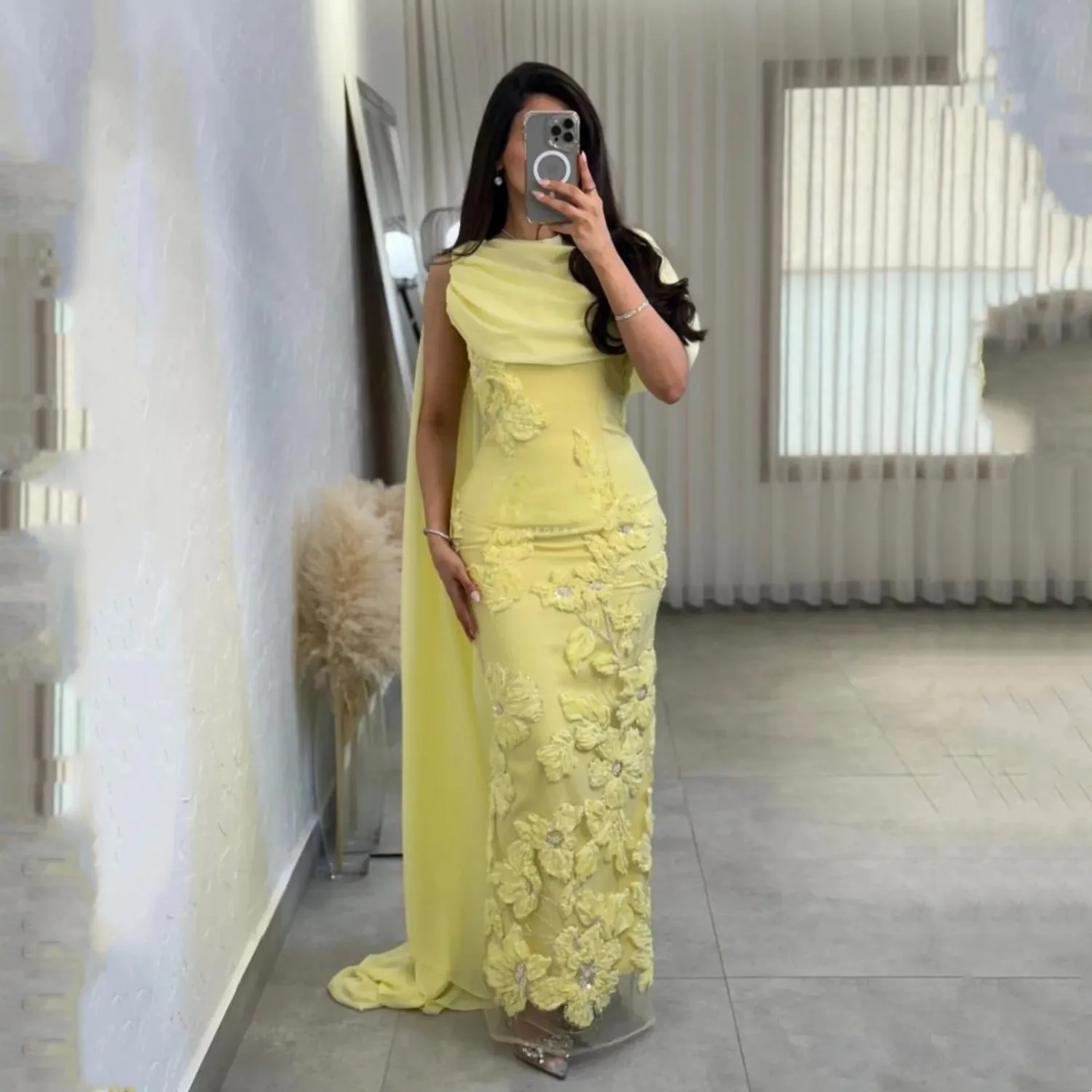 

Aileen Yellow Elegant Party Dresses 2025 Индивидуальное платье Вечернее платье для выпускного вечера с 3D цветами فساتين سهرة Robes De Soirée Mermaid