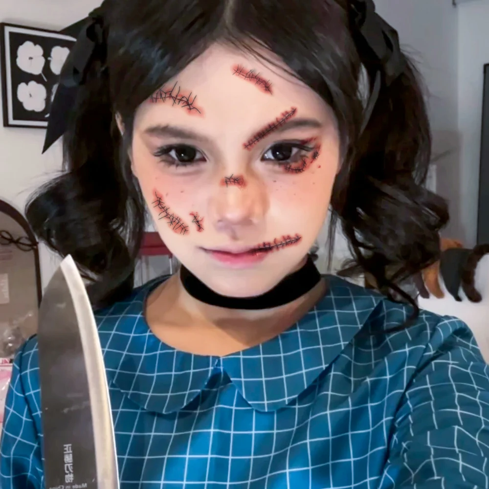 10 قطعة هالوين الإرهاب الجرح مقاوم للماء المؤقتة الوشم ملصق إصابة الدم ندبة الجسم الفن الذراع وهمية الوشم كم النساء الرجال