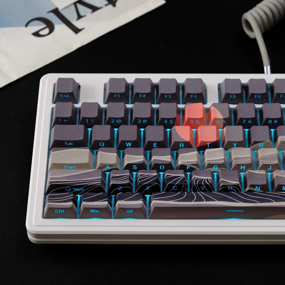 1 Set Bright Moon Keycap Side Print Backlit Keyaps Cherry Profile PBT Double Shot Key Cap For MX Game Keyboard Access