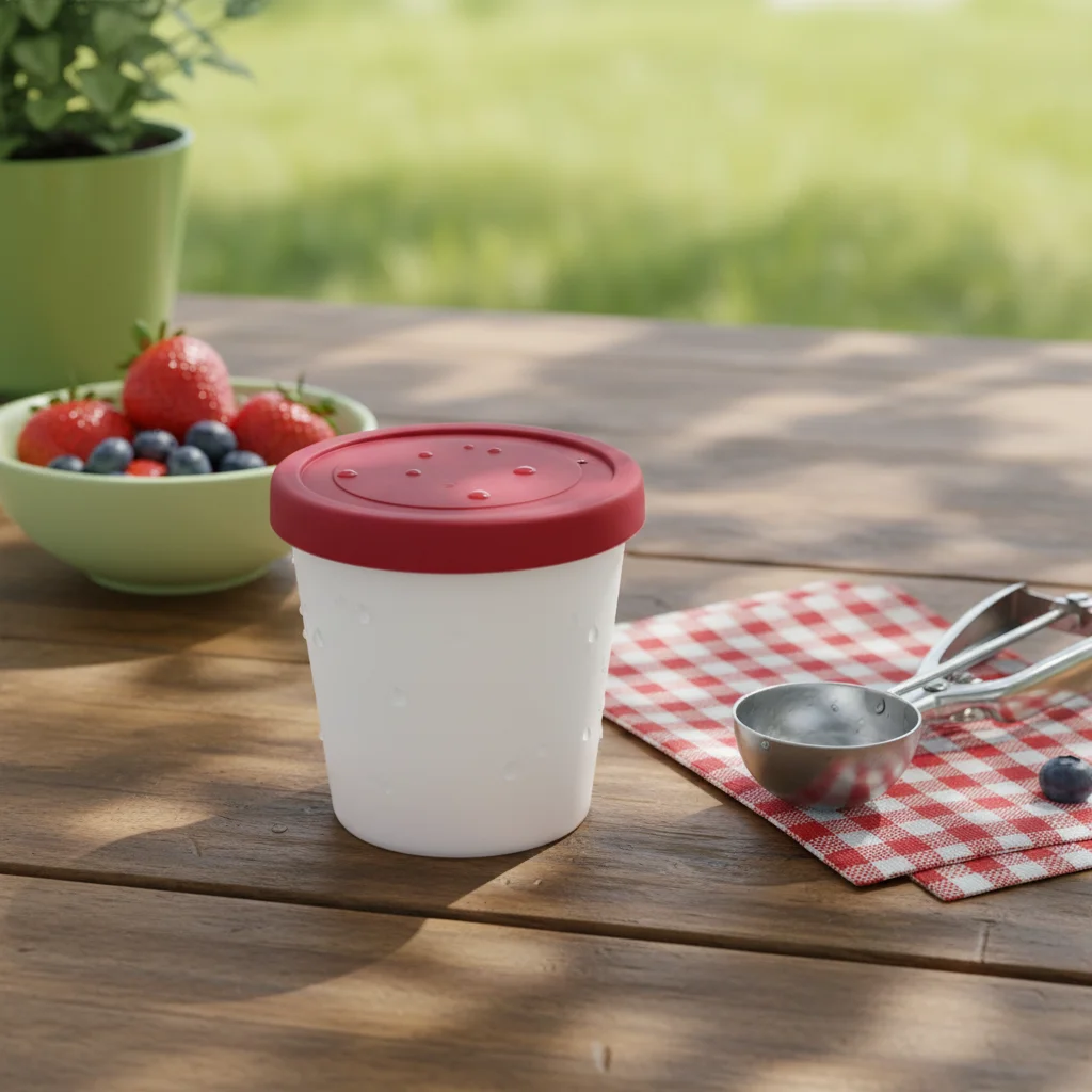 Reusable PP Ice Cream Container With Silicone Lid Food Grade Airtight Storage Box For Freezer