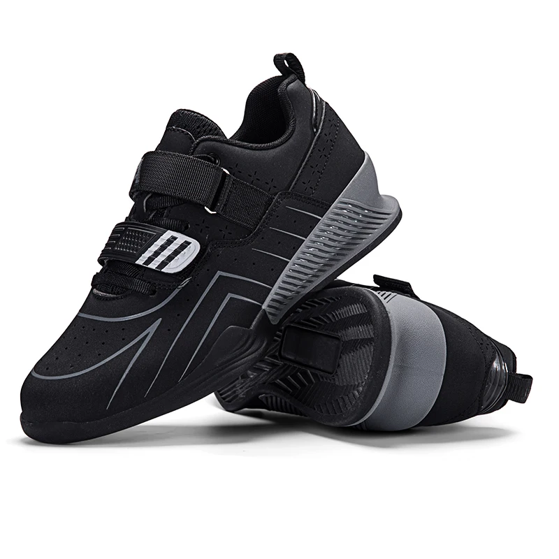 Popular Low Cut Leather Velcro Weightlifting Training Shoes Anti Slip and Comfortable Men's and Women's Weightlifting Shoes