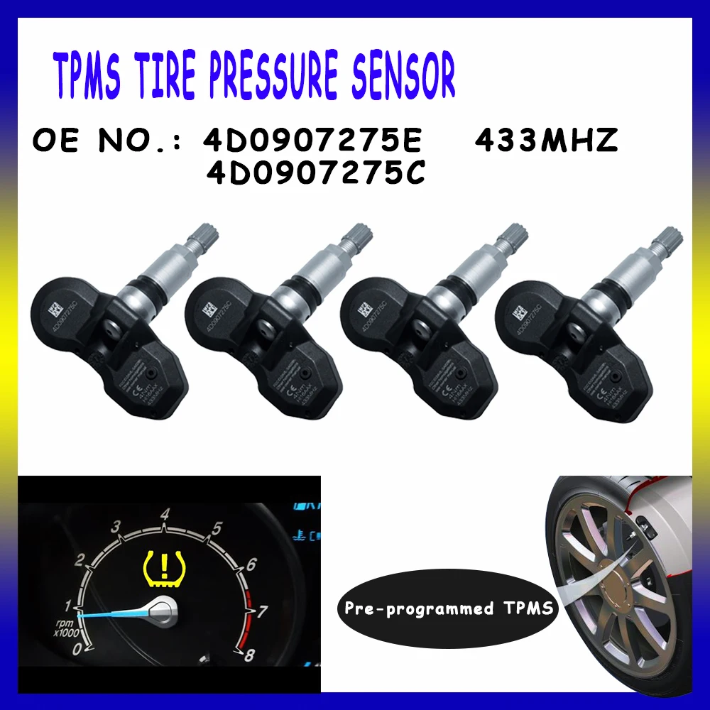 TPMS Tire Pressure Sensor For AUDI A8 2004 2005 2006 2007 FOR VW Phaeton 2003 2004 2005 2006 OEM 4D0907275E 4D0907275C 433mhz