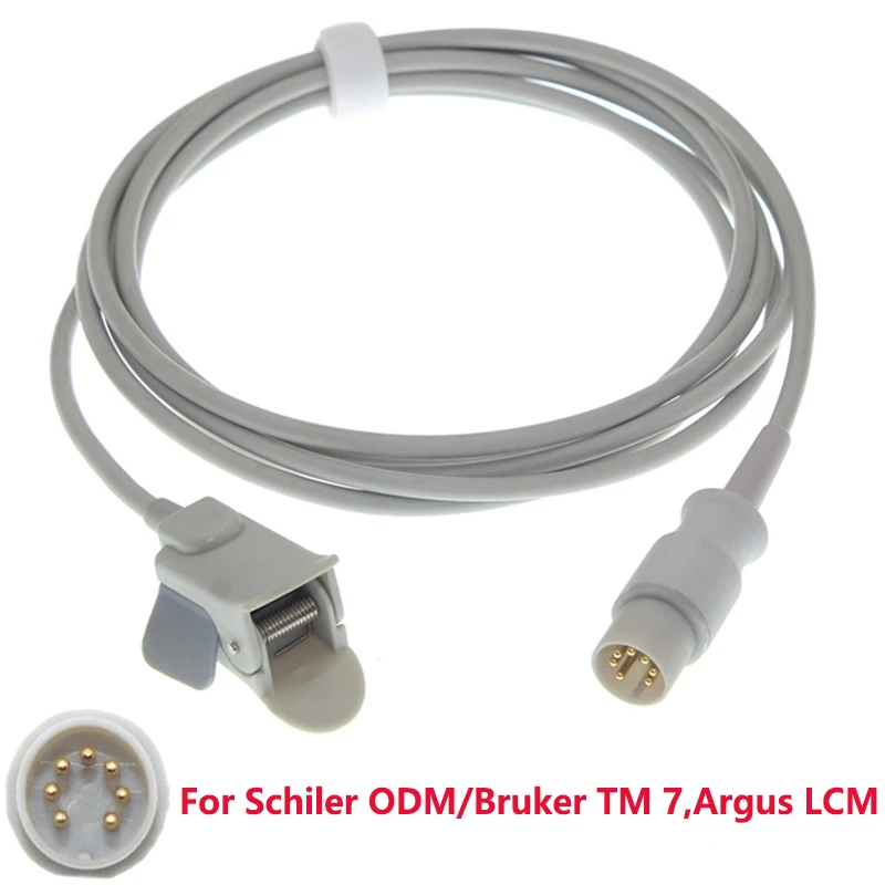 

M TECH Pulse Oxygen Sensor of Schiler ODM/ Bruker TM 7,Argus LCM Monitor,7pin 3m Oximetry Probe Cable Finger/Ear.