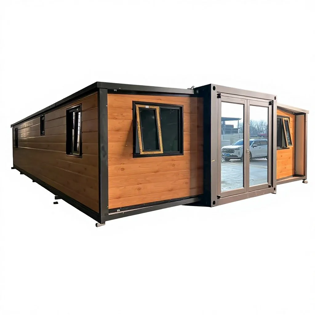 High Space Utilization Contemporary Two Bedroom One Living Room Double Wing Expandable Container House