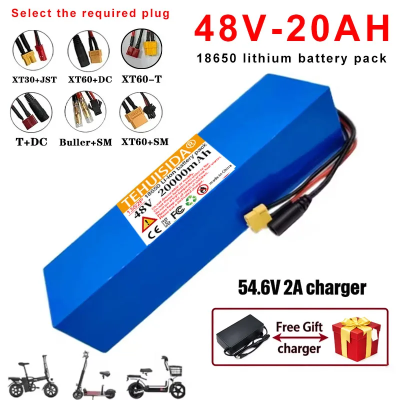 New 13S2P 48V 20000mAh Lithium Battery Pack Suitable for M365 Electric Scooter with Built-In BMS 18650 Battery Upgraded Version