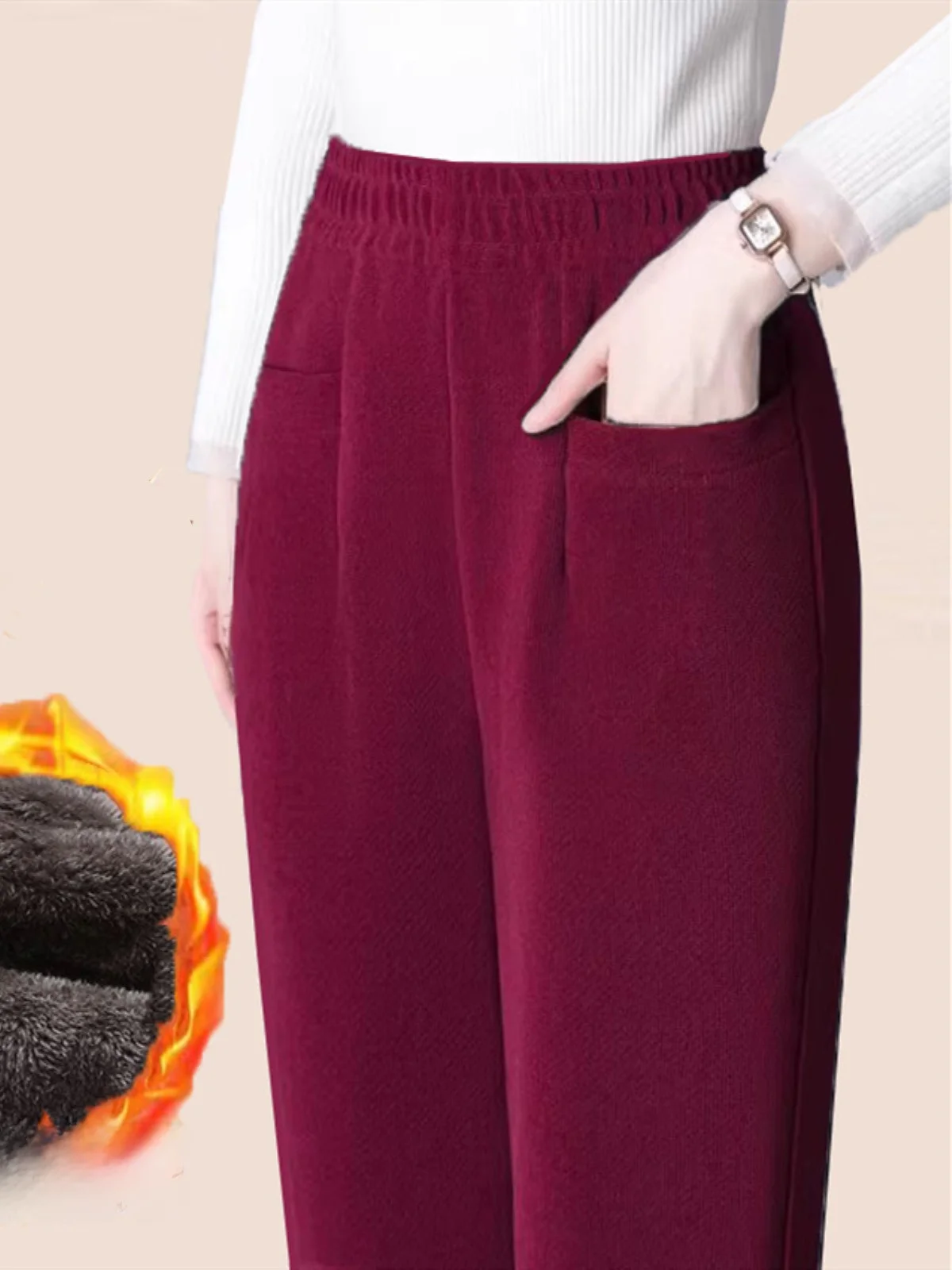 Thiened Fce Harlan Calças Cintura Alta Soltas Calças Compridas Casuais para Mulheres Outono Inverno Calças de Algodão Quente Cotto Europeu...