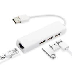 USB Ethernet Network Card 3 Ports High-Speed USB 2.0 to RJ45 Hub 10/100 Ethernet Adapter Free Driver USB Hub Lan For Macbook Win