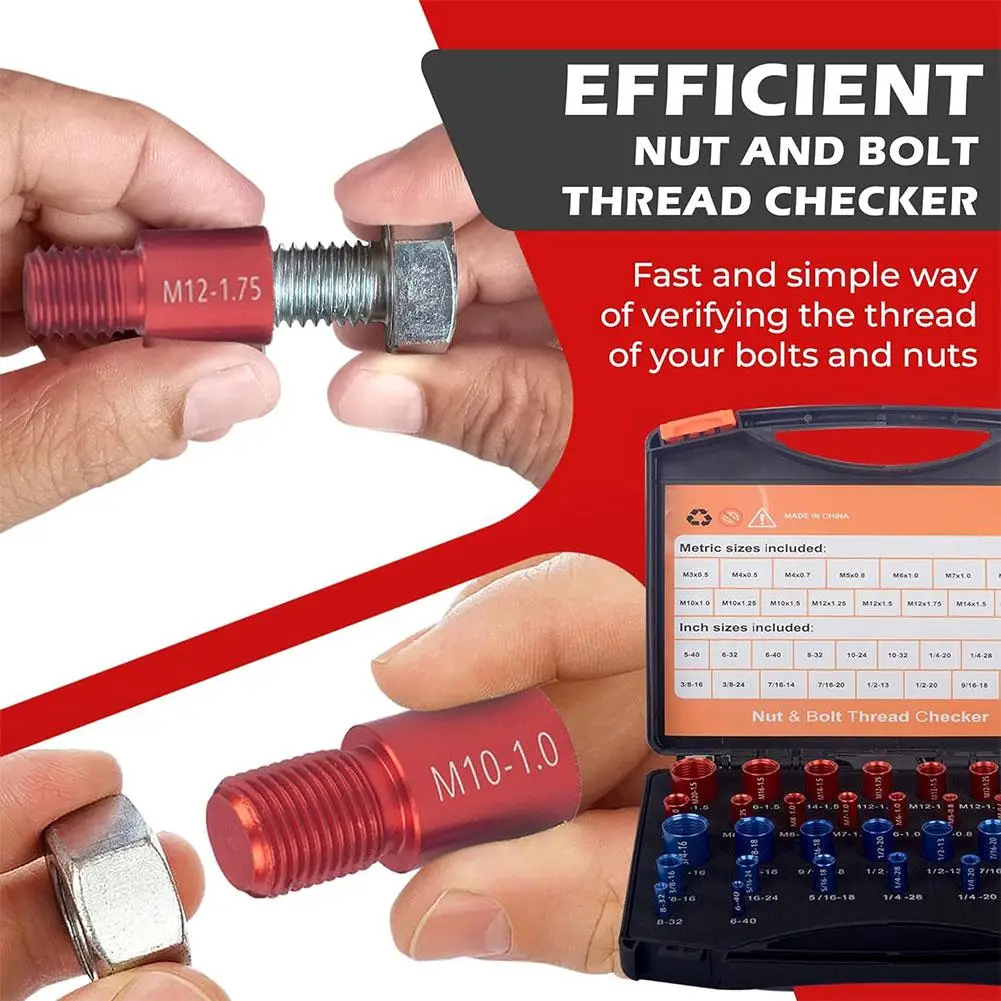 44 Bolt Size and Thread Gauge Nut and Bolt Thread Checker 23 Inch & 21 Metric Sizes Individually Assembled Thread Gauge