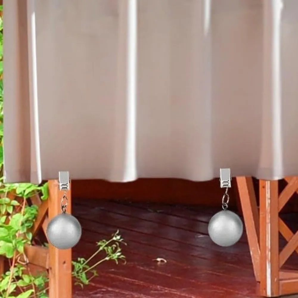 4Pcs Stainless Steel Curtain Weights Clips Heavy Duty Stable Grip Outdoor Curtain Anchors Round Ball Rustproof
