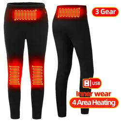 Pantalones con calefacción eléctrica para hombre y mujer, mallas cálidas con carga USB para motocicleta, Invierno