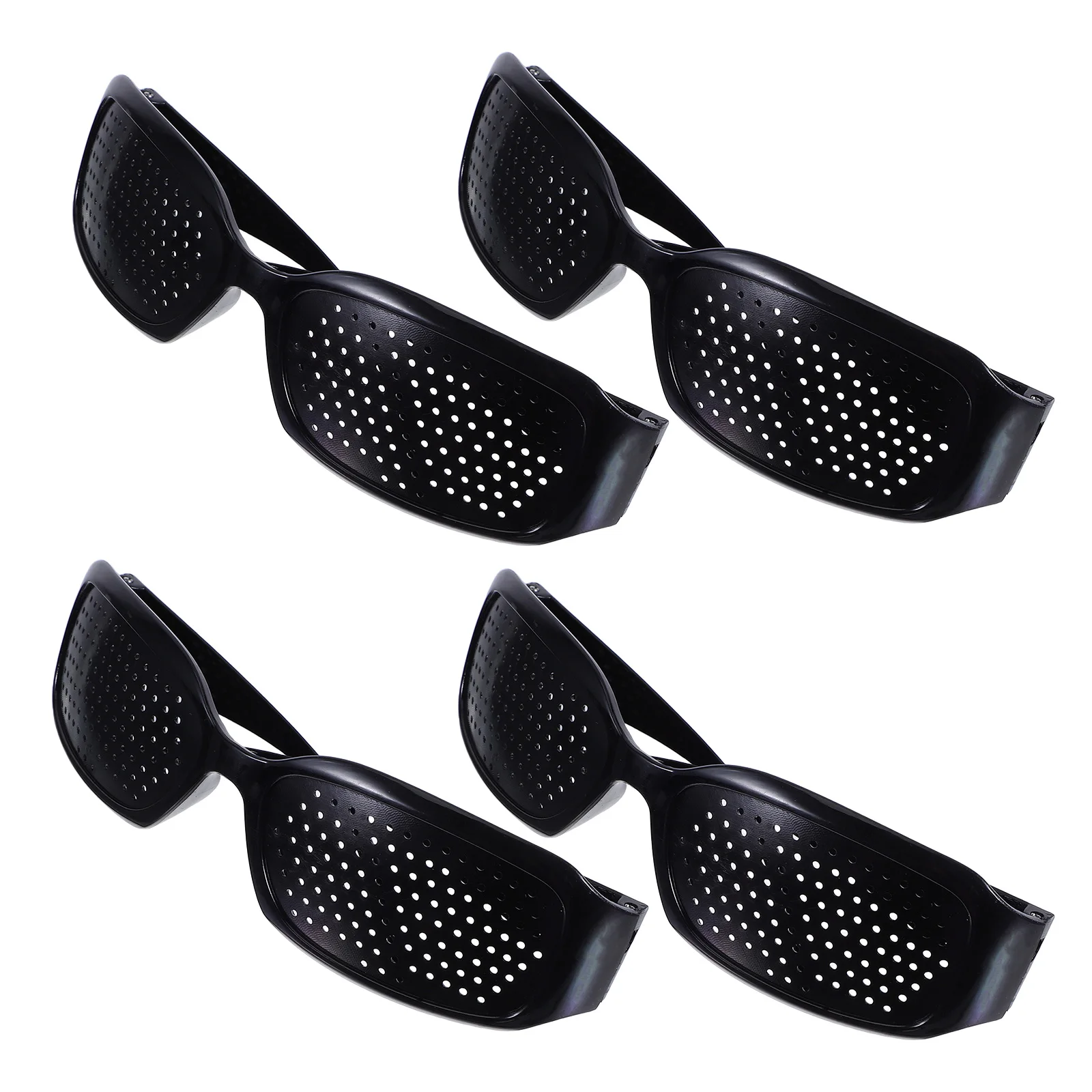 

4Pcs Black Pinhole Glasses Full Frame Portable Eye Care Corrective Sunglasses Anti Fatigue Lightweight Protective Eyewear