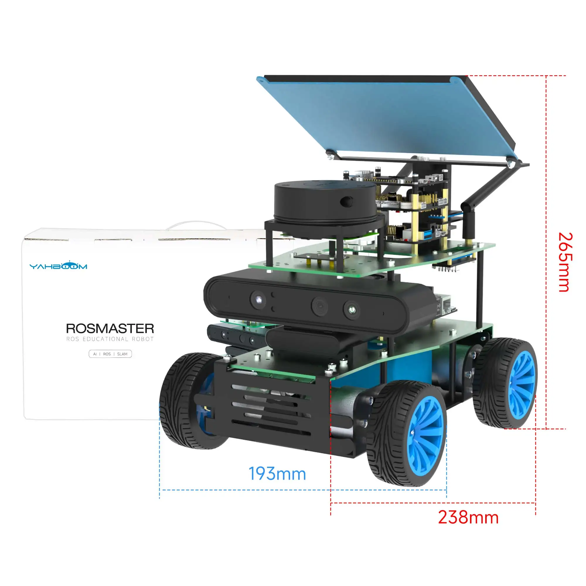 Robot per auto intelligente 4WD programmabile Yahboom con riconoscimento vocale motore Lidar 520 per Jetson NANO Raspberry Pi 5 ROSMASTER X1