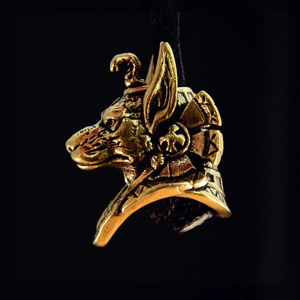 Brass Ancient Egyptian Reaper Anubis Statue Ornament DIY Hanging Decoration Collectibles Gift Car Desktop Home Decoration