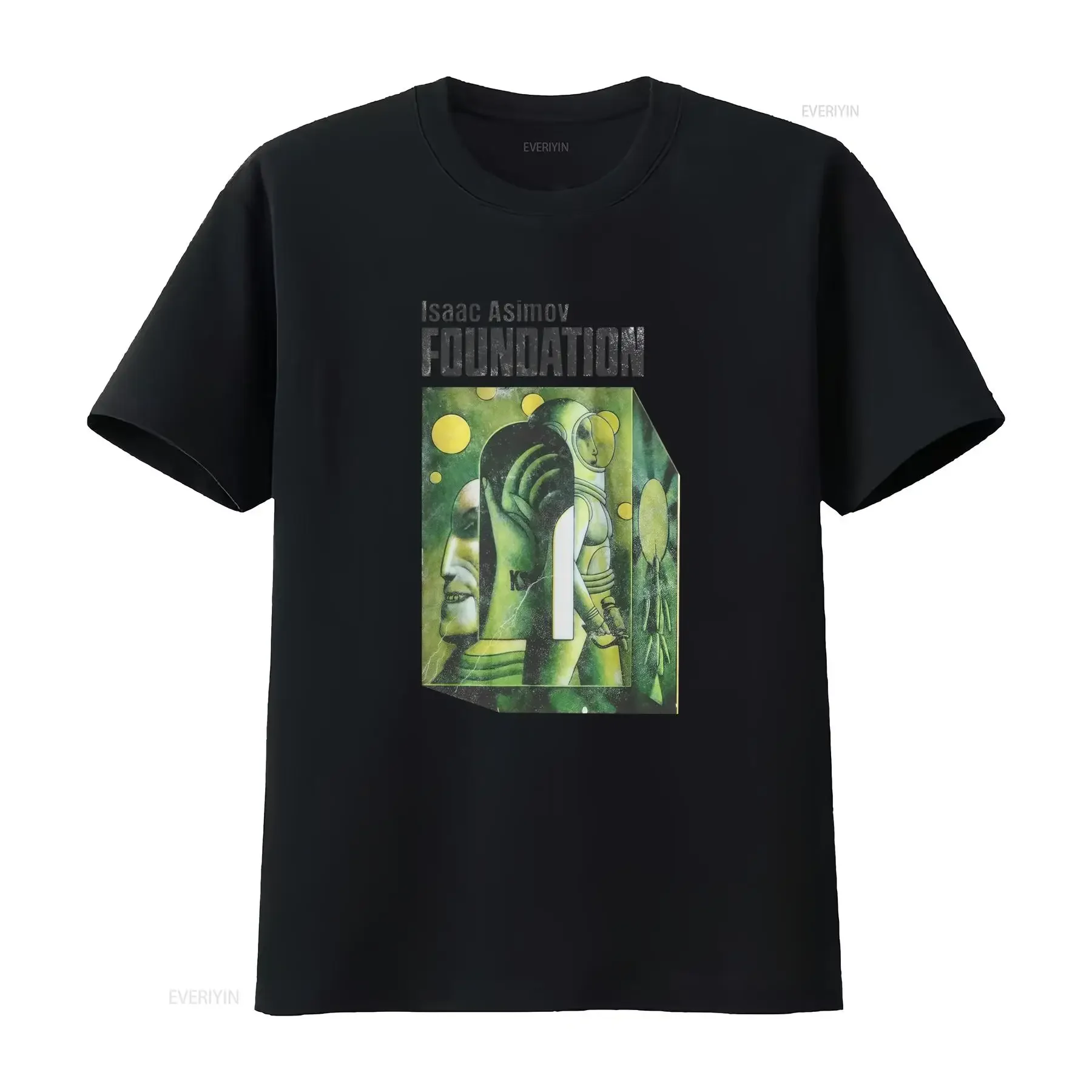 Foundation Vintage Sci fi Classic Isaac Asimov T shirt Retro Space Design for Fans vintage Washed Versatile fashion