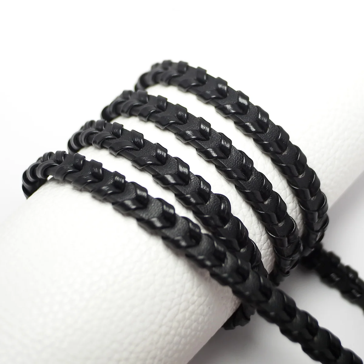 46inches Black Perforated Braid Leather Cord,Braided Leather Strip,Bracelet Making,Braided Faux Leather Cord,Vintage Craft cord