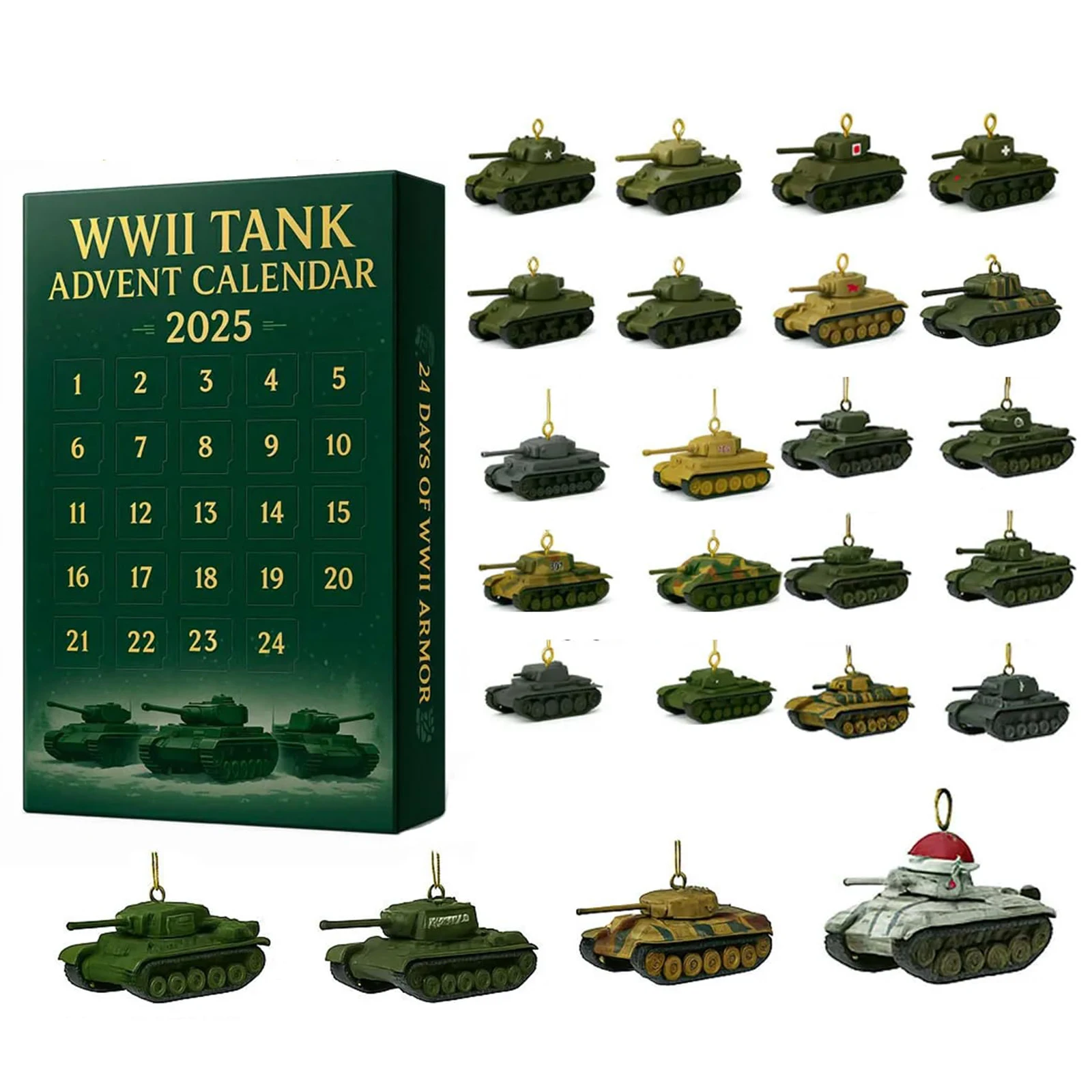 WWII Tank 24 Days Christmas Countdown Calendar Christmas Advent Calendar Xmas Countdown Calendar Surprise Gifts for Collectors