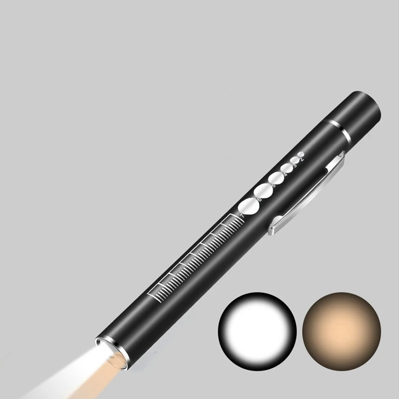 Linterna Led de bolsillo de acero inoxidable, 1 piezas, recargable por USB
