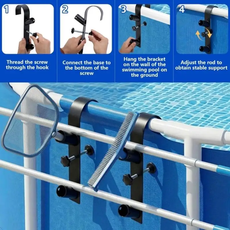 Flexible Pool-Aufhänger, Set mit 2 starken metallischen Aufhängeklemmen für Schwimmbadzubehör und Wartungsausrüstung A2UB – Detail 7