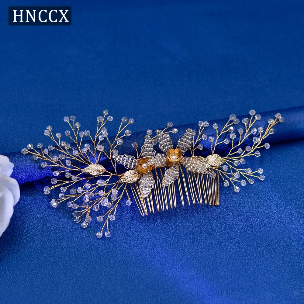 

HNCCX Bridal Gold Color Hair Comb Handmade Crystal Headpieces Hair Accessories Bride Headwear Headdress For Wedding Event CP54