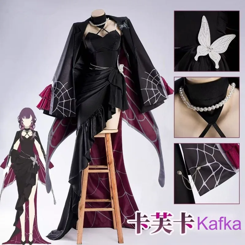 

Game Honkai Star Rail Kafka Cosplay Costume Long Gown Elegant Dress Unifrom Full Set for Women Halloween Carnival Party