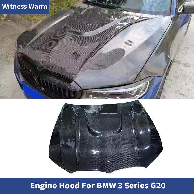 For BMW 3 Series G20 Forged Carbon fiber FRP Unpainted Car Engine Cover Bonnet Hood body kit