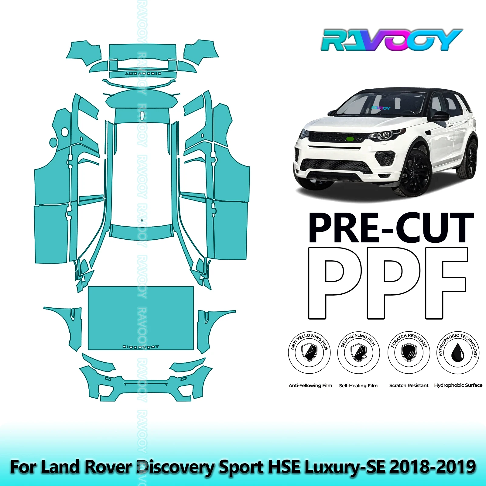 

8.5Mil Full Vehicle Precut PPF Paint Protection Film For Land Rover Discovery Sport HSE Luxury-SE 2018-2019