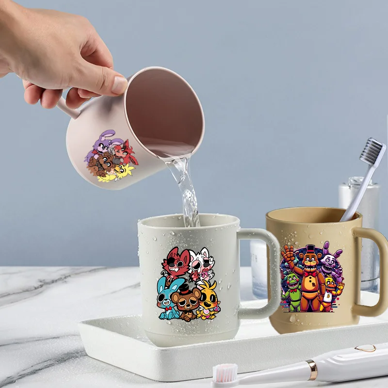 FNAF Tooth Cup Five Nights At Freddys Toothbrush Cups Cartoon Anime Printed Water Bottle Simple and Fresh Couple Brushing Cup