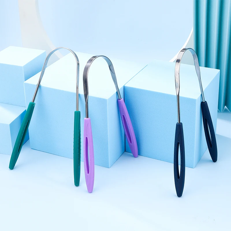 Aço inoxidável U-Shaped Tongue Scraper, Metal reutilizável, Reduzir o mau hálito, Oral Cleaning Care, Unisex