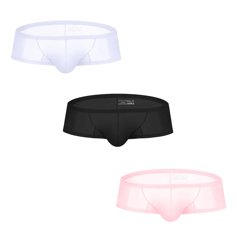 

3Pcs No Waistband Low Rise Transparent Mesh Boxer Briefs Ultra Thin Breathable Soft Body Fit Summer Cool Male Underpants
