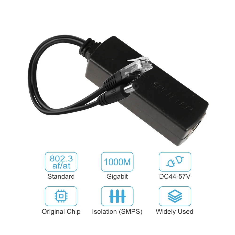 كابل فاصل POE، كابل محول، مصدر طاقة، حاقن، مصدر طاقة، هواوي، سيسكو، HP، RJ45، DC، 10 م، 100 م، 48 فولت إلى 12 فولت