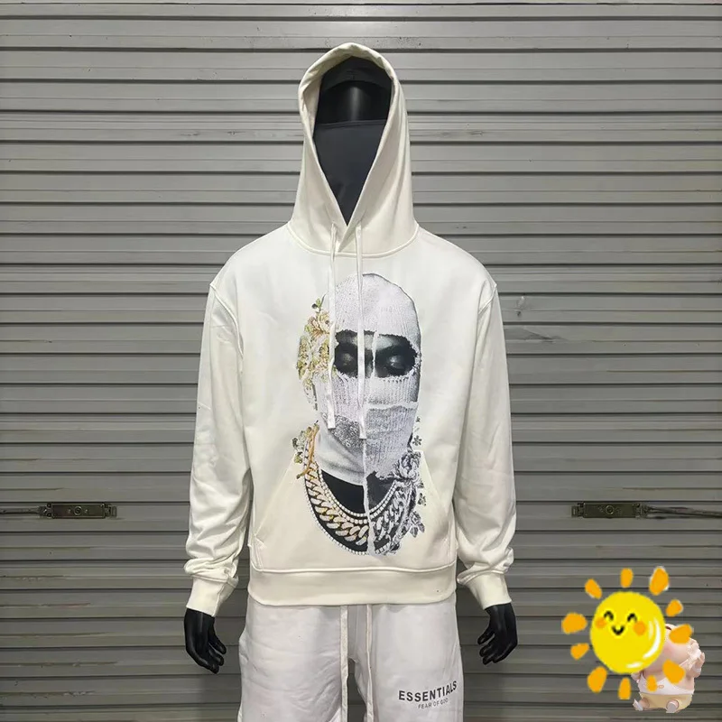 

24SS Flower Masked Woman Print IH NOM UH NIT PARIS Hoodie Men Women Heavy Fabric Sweatshirts Cream White Black Pullovers