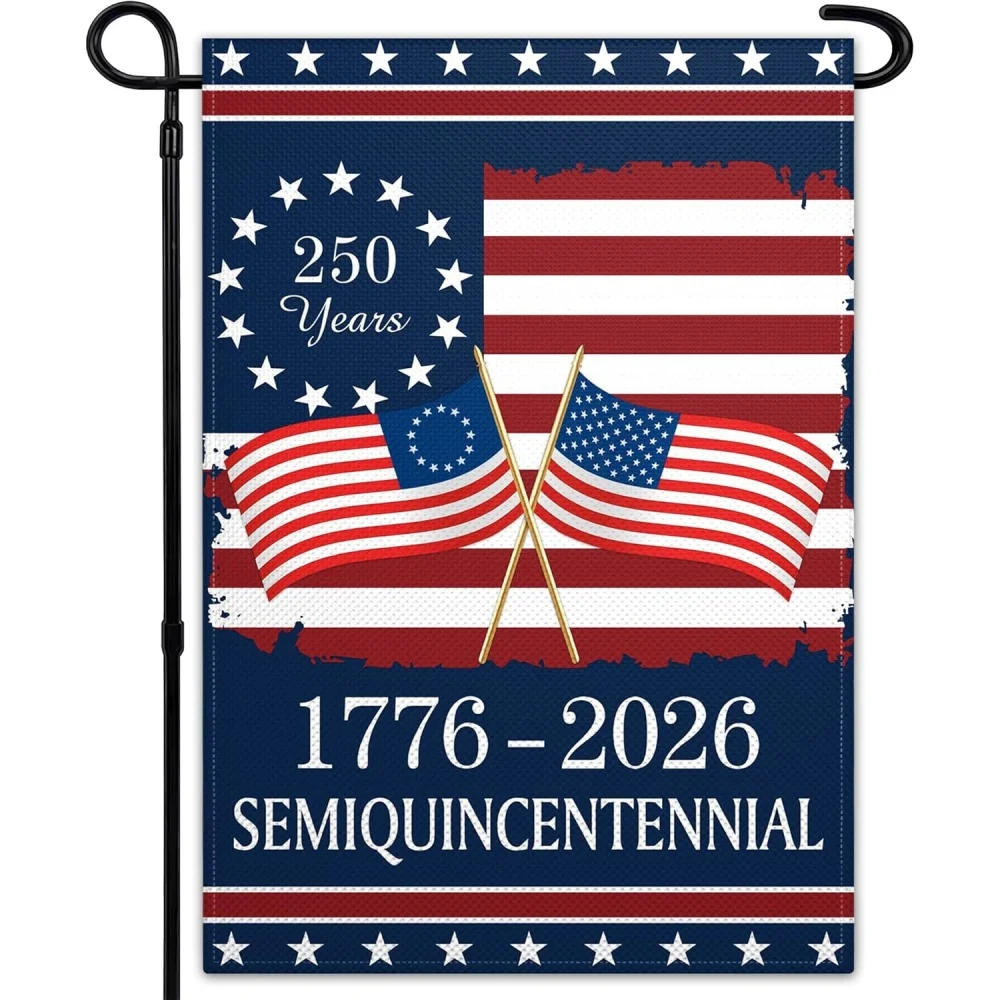 250 Years Semiquincentennial Flag | 12x18 Double Sided America 250th Anniversary 1776-2026 Polyester Patriotic Banner Outdoor