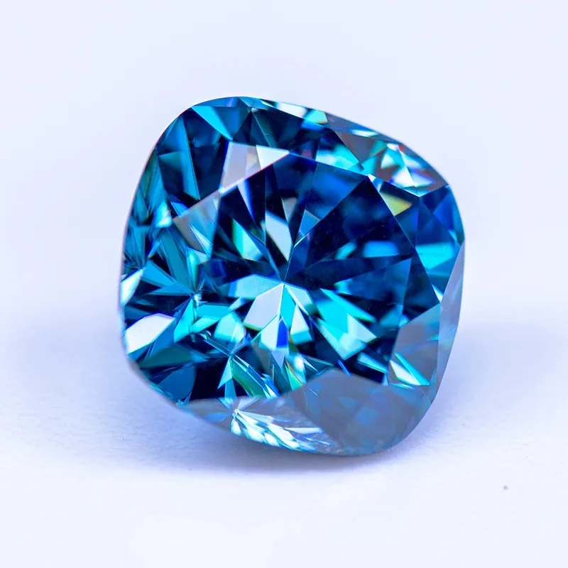 Moissanite Stone Cushion Cut Sapphire Blue Color Lab Lab Growth Diamond Test Passed Gemstone for Jewelry Making GRA Certificate