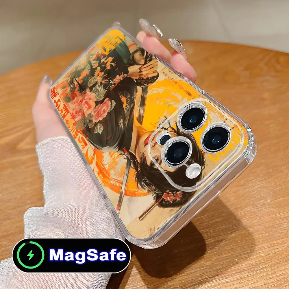 

Чехол для мобильного телефона с татуировкой в стиле ретро для iPhone 17, 16, 15, 14, 13, 12, 11 Air Pro Max Plus Mini Magsafe, прозрачный красочный чехол