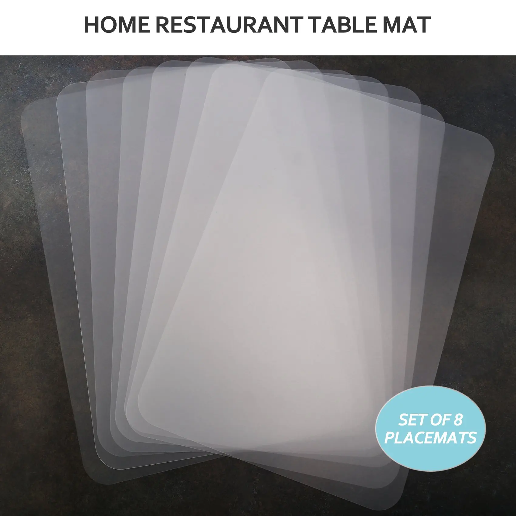 Mantel Individual transparente A88M, mantel lavable para mesa de mantel de cocina antideslizante resistente al calor (8 piezas)