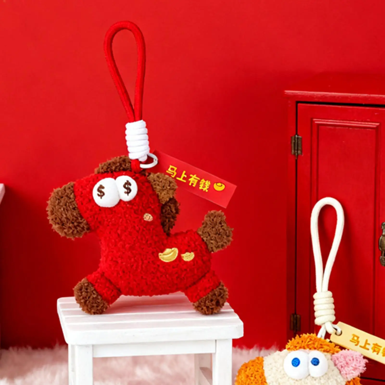 Big Eyes Plush Keychain Cute Animal Fortune Charm Pendant for Women Girls Backpack Purse Wallet School Supplies Party Favor