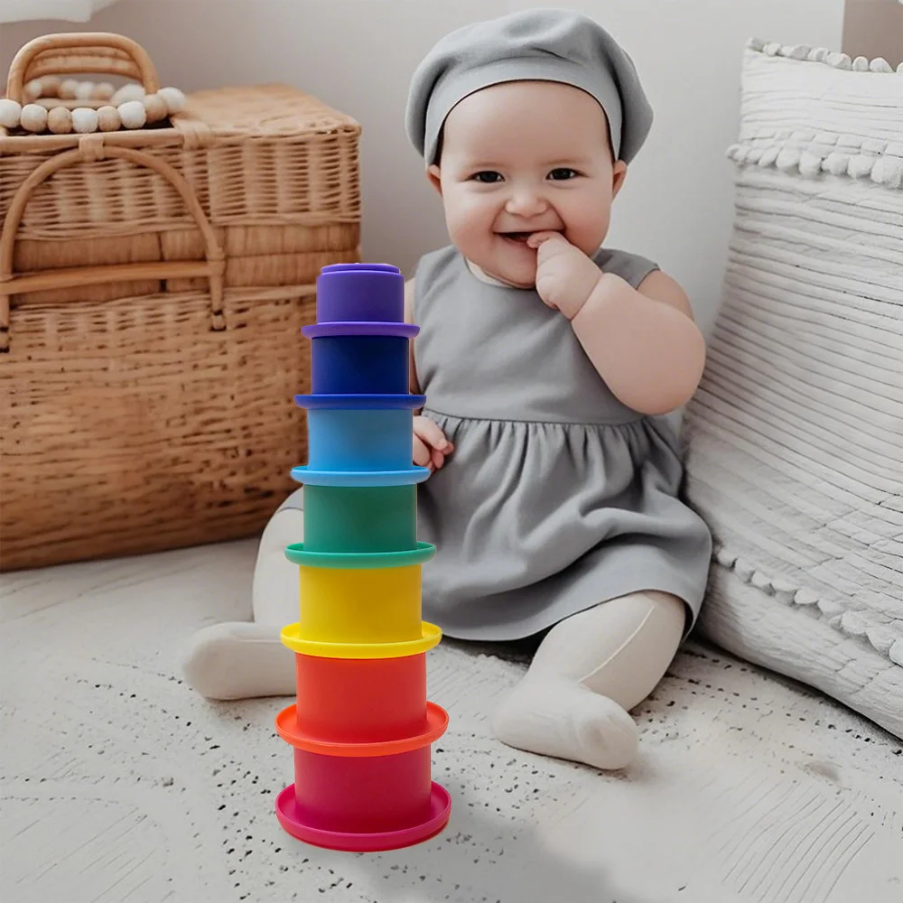 Kids Fun Number Letters Stacking Cup Baby Montessori Early Educational Sensory Puzzle Stack Speed Games Toys for Children Gifts